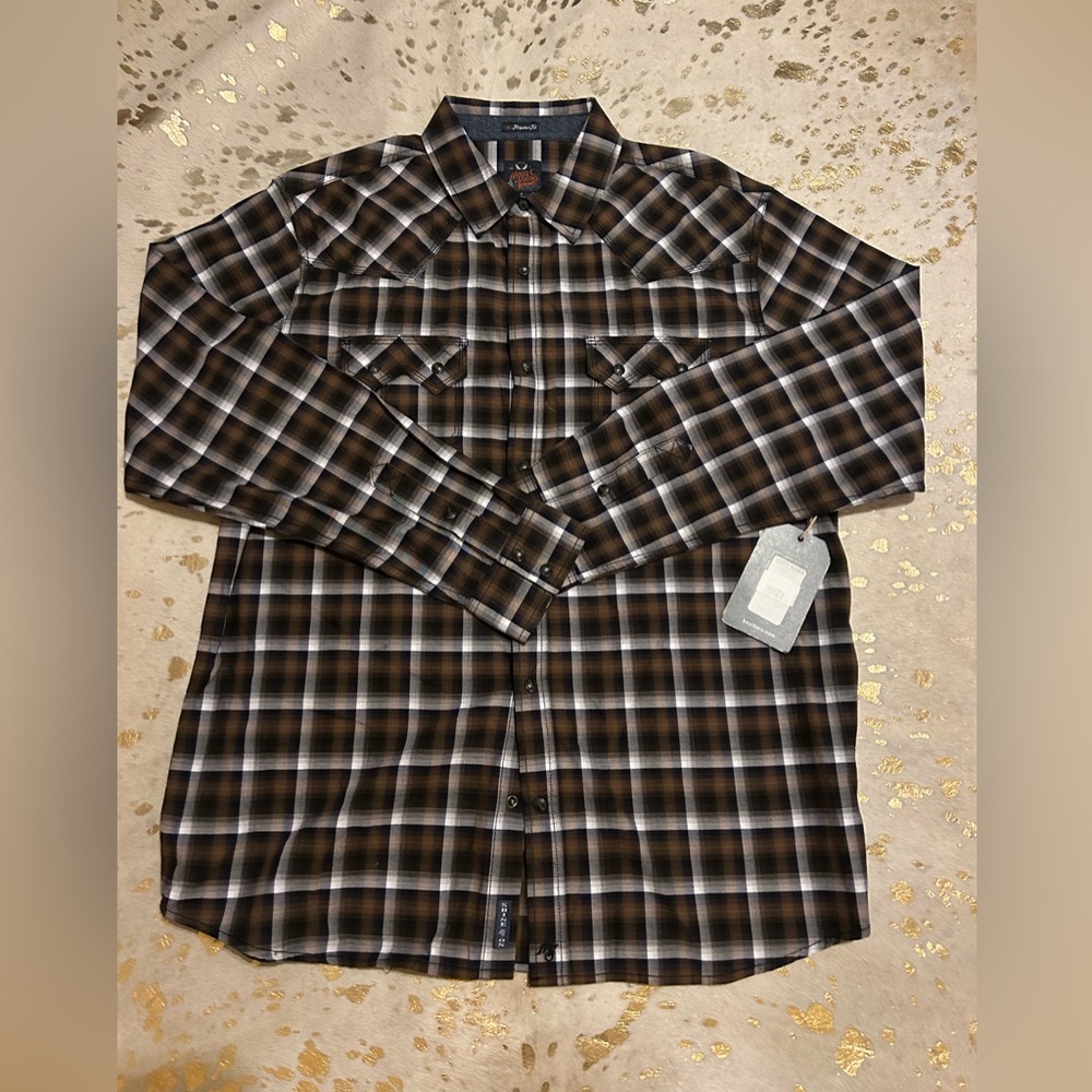 Classic Brown Plaid Button-Down Shirt